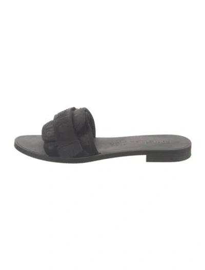 Pre-owned Dior Graphic Print Slides In Black