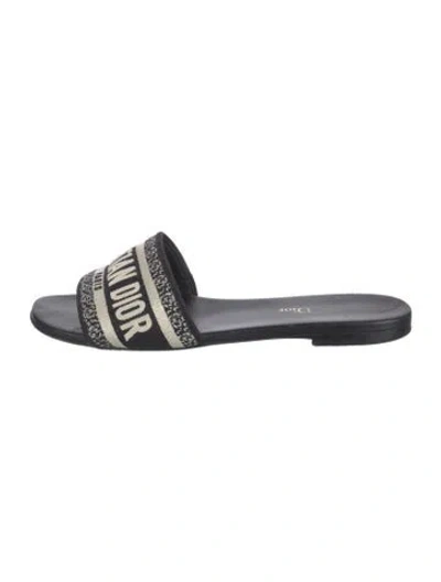 Pre-owned Dior Graphic Print Slides In Black