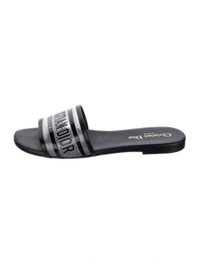 Pre-owned Dior Graphic Print Slides In Black