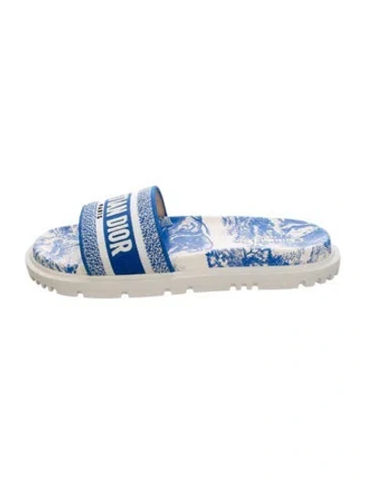 Pre-owned Dior Graphic Print Slides In Blue