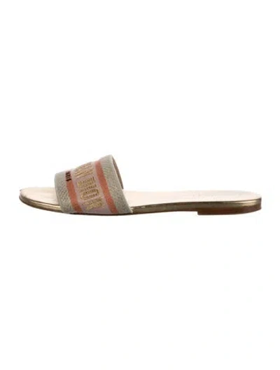 Pre-owned Dior Graphic Print Slides In Gold/neutrals