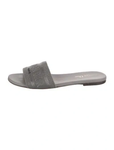 Pre-owned Dior Graphic Print Slides In Gray