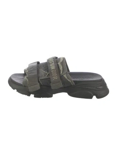 Pre-owned Dior Graphic Print Slides In Green