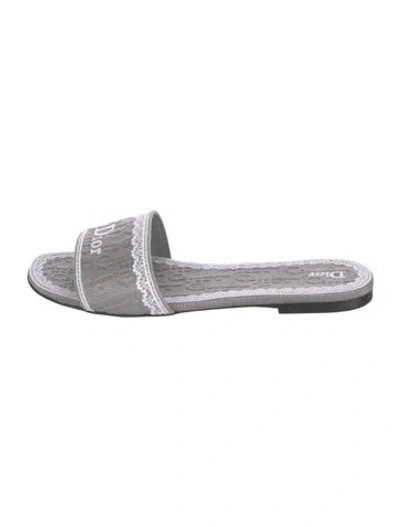 Pre-owned Dior Graphic Print Slides In Grey