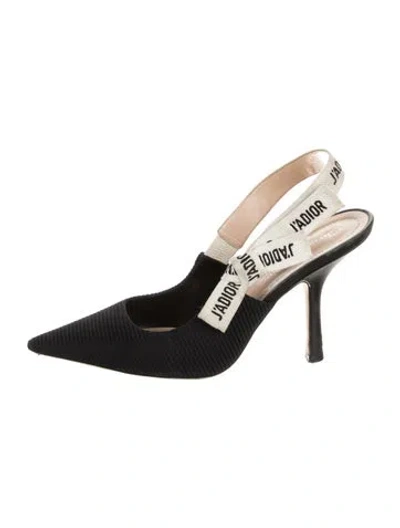Pre-owned Dior Graphic Print Slingback Pumps In Black