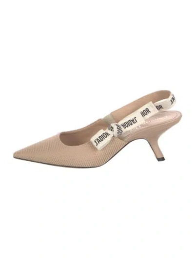 Pre-owned Dior Graphic Print Slingback Pumps In Neutral