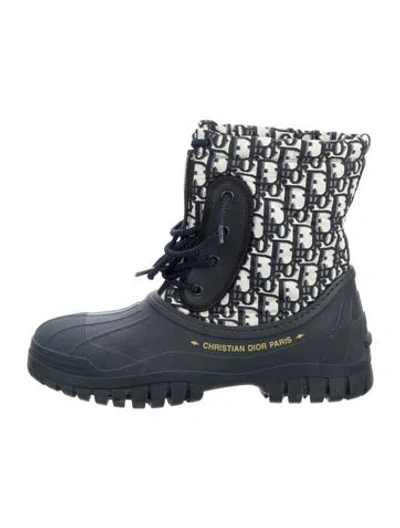 Pre-owned Dior Graphic Print Snow Boots In Blue/neutrals