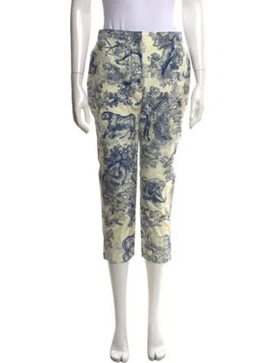 Pre-owned Dior Graphic Print Straight Leg Pants In Blue