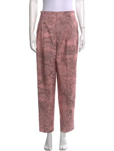 Pre-owned Dior Graphic Print Straight Leg Pants In Pink