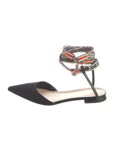 Pre-owned Dior Graphic Print Tassel Accents Ballet Flats In Black