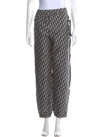 Pre-owned Dior Graphic Print Wide Leg Pants In White