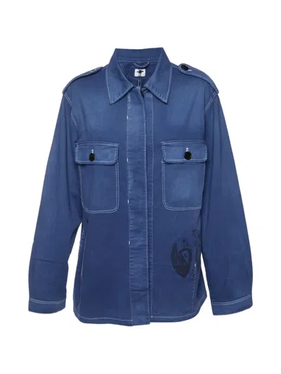 Pre-owned Dior Graphic-print Denim Jacket In Blue