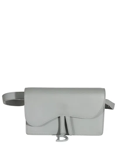 Dior Gray Calfskin Saddle Belt Pouch (authentic Pre-loved)
