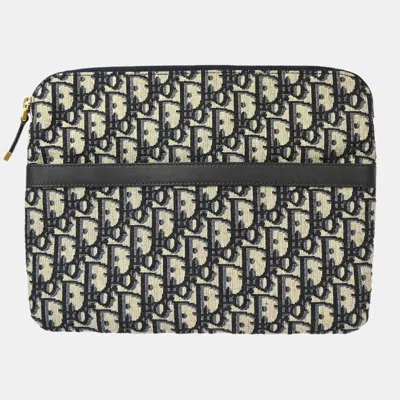 Pre-owned Dior Gray Navy Trotter Clutch Bag In Grey