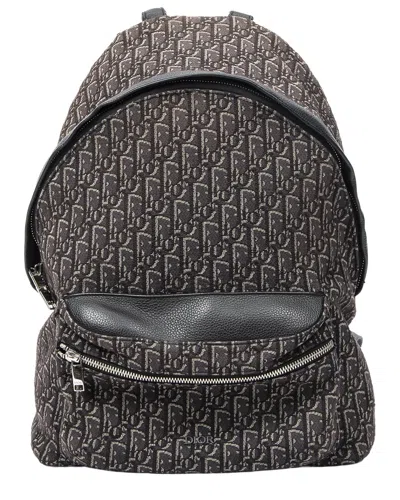 Pre-owned Dior Gray/black Oblique Jacquard Rider Backpack (authentic Pre-loved)