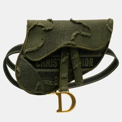 Pre-owned Dior Green Camouflage Saddle Belt Bag
