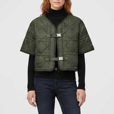 Pre-owned Dior Green Cannage Nylon Cropped Blazer S