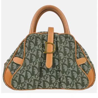 Pre-owned Dior Green Canvas Double Saddle Trotter Handbag