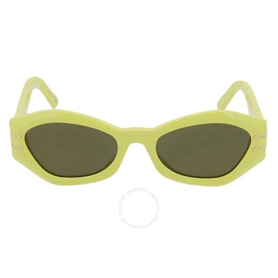 Dior Green Geometric Ladies Sunglasses Signature B1u 66c0 55 In Green / Yellow