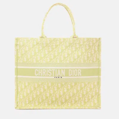 Pre-owned Dior Green Large Oblique Canvas Book Tote
