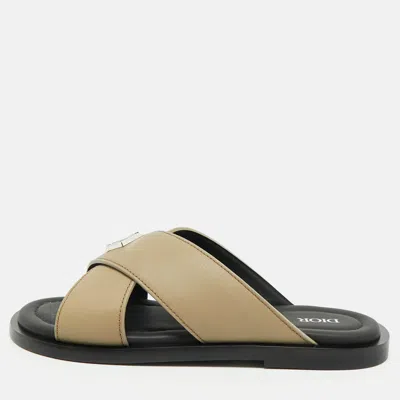 Pre-owned Dior Green Leather Alias Flat Slides Size 42
