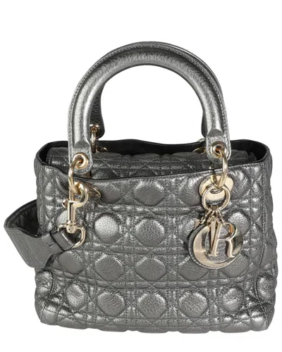 DIOR DIOR GREEN LEATHER MEDIUM LADY DIOR TOTE (AUTHENTIC PRE-LOVED)