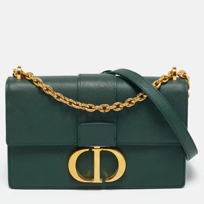 Pre-owned Dior Green Leather Montaigne 30 Flap Shoulder Bag