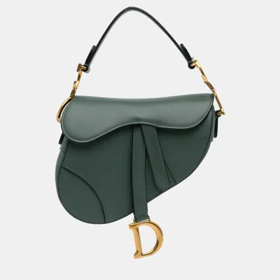 Pre-owned Dior Green Leather Saddle Bag