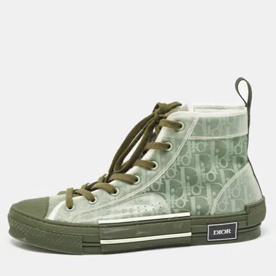 Pre-owned Dior Green Pvc And Mesh B23 High Top Trainers Size 44