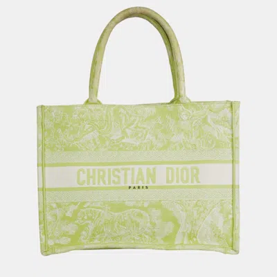 Pre-owned Dior Green Toile De Jouy Canvas Medium Book Tote Bag