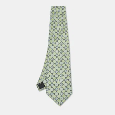 Pre-owned Dior Green Vintage Floral Jacquard Silk Traditional Tie