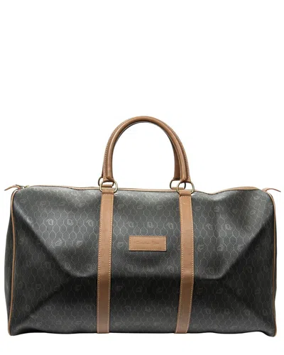 Dior Grey & Brown Honeycomb Coated Canvas Large Travel Boston (authentic Pre-  Loved) In Black