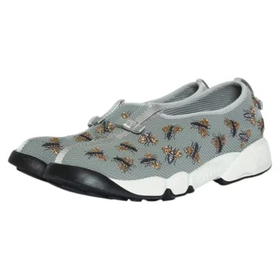 Pre-owned Dior , Grey Bee Embellished Mesh Fusion Sneakers In Gray