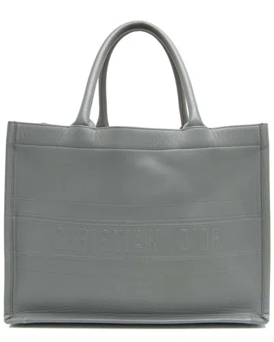 DIOR DIOR GREY CALFSKIN SMALL BOOK TOTE (AUTHENTIC PRE-LOVED)