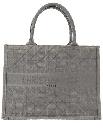 Dior Grey Cannage Canvas Embroidered Medium Book Tote (authentic Pre-loved)