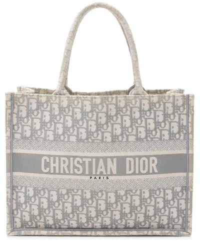 Dior Grey Canvas & Embroidery Small Book Tote (authentic Pre-loved)