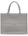 Dior Grey Cannage Canvas Embroidered Medium Book Tote (authentic Pre-loved) In Gray