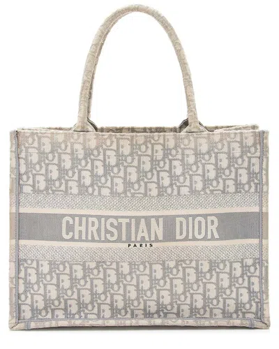 Dior Book Small Leather Tote In Gray