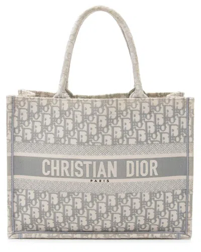 Pre-owned Dior Grey Canvas Oblique Small Book Tote (authentic Pre-loved)