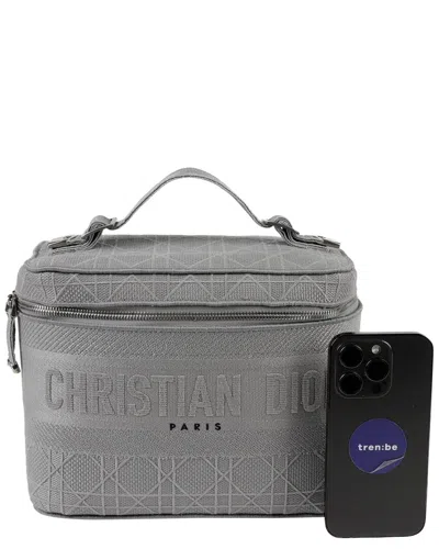 Dior Grey Canvas Travel Vanity Case Tote Bag In Gray