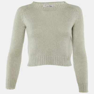 Pre-owned Dior Grey Cashmere J'a8 Cropped Pullover S In Gray