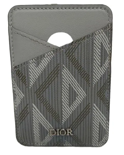Dior Grey Coated/waterproof Canvas Cd Magnetic Card Holder (authentic Pre-  Loved) In Gray