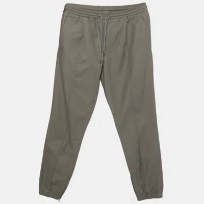 Pre-owned Dior Grey Gabardine Joggers Xl In Green