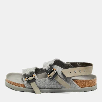 Pre-owned Dior Grey Leather And Wool Milano Slingback Sandals Size 41 In Gray