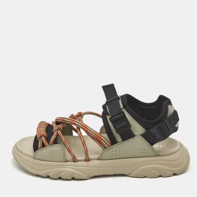 Pre-owned Dior Grey Leather H-town Flat Sandals Size 41