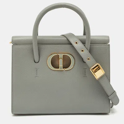 Pre-owned Dior Grey Leather Medium St Honoré Tote In Gray