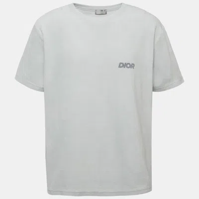 Pre-owned Dior Grey Logo Print Terry Crew Neck T-shirt 3xl In Gray