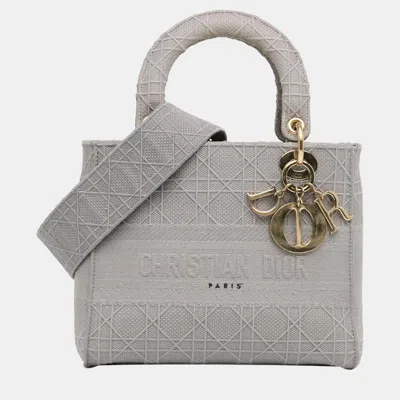 Pre-owned Dior Grey Medium Cannage Lady D-lite