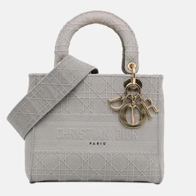 Pre-owned Dior Grey Medium Canvas Cannage Lady D Lite