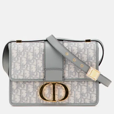 Pre-owned Dior Grey Medium Oblique Canvas 30 Montaigne Bag In Gray